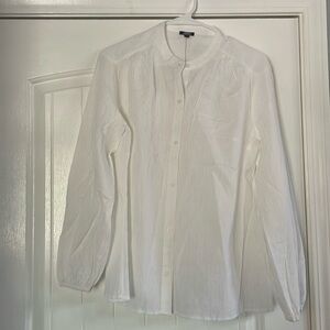 Textured Button Up Balloon Sleeve Shirt